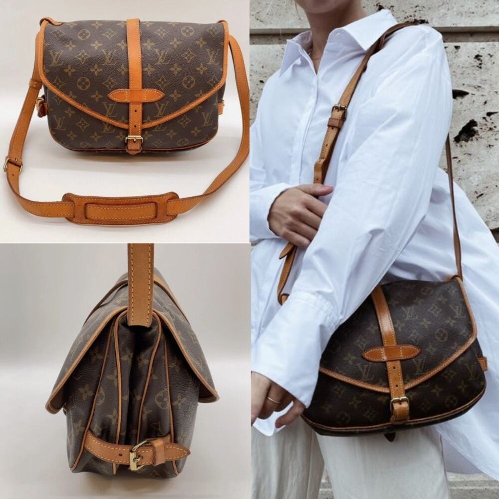 Authentic Louis Vuitton Monogram Brown & Tan Crossbody Saddle Bag with CoA